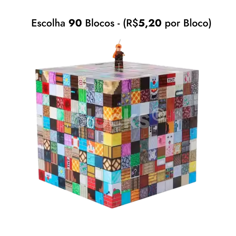 Kit de Blocos Sortidos de Construção Magnética Minecraft - Crie do seu Jeito!