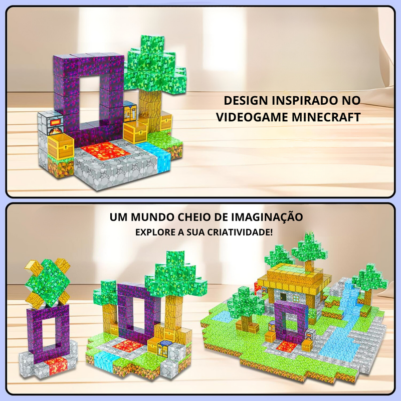 Portal do Nether Minecraft® + Bonecos Exclusivos - 32 / 48 / 77 Peças