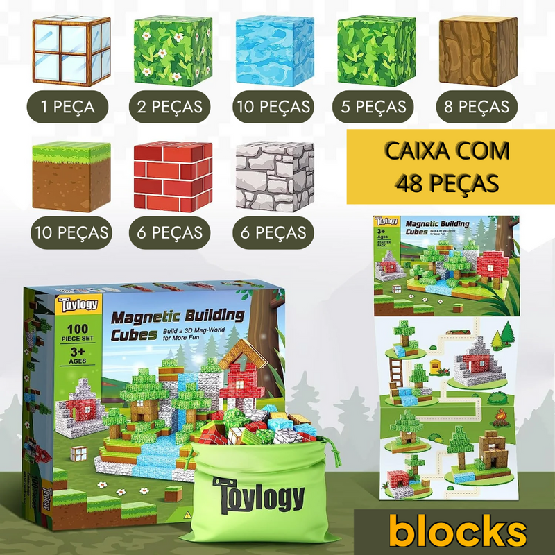 Blocos de Construção Magnética Minecraft® - 48 / 64 / 75 peças