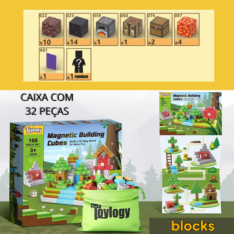 Portal do Nether Minecraft® + Bonecos Exclusivos - 32 / 48 / 77 Peças