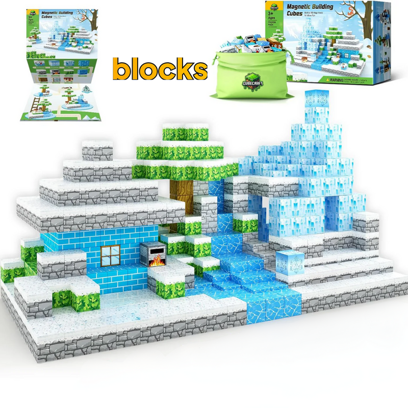 Blocos de Construção Magnética Minecraft Edição Inverno - 32 / 60 / 75 Blocos