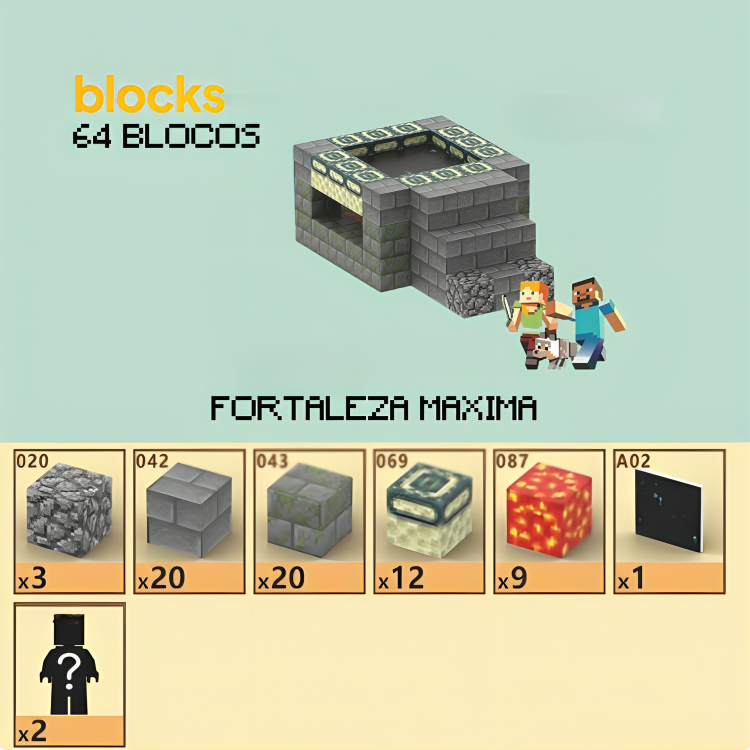 Blocos Magnéticos Minecraft® - 38 / 48 / 64 / 80 Blocos