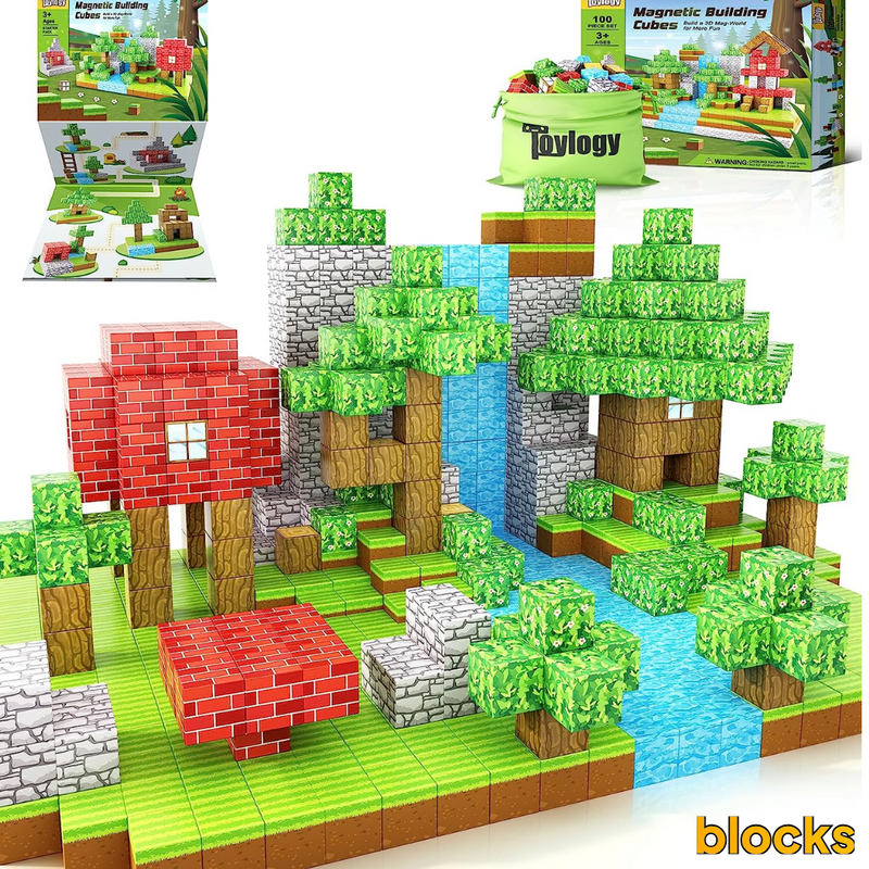 Blocos de Construção Magnética Minecraft - 64 + 80 peças (Compre 1 Leve 2)