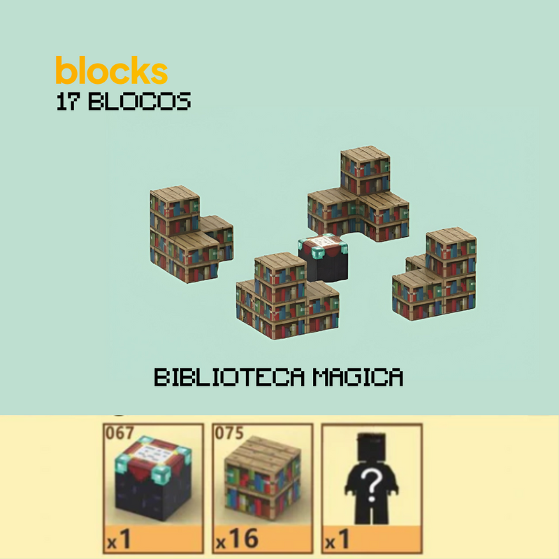 Biblioteca Mágica Minecraft® (17 Blocos)