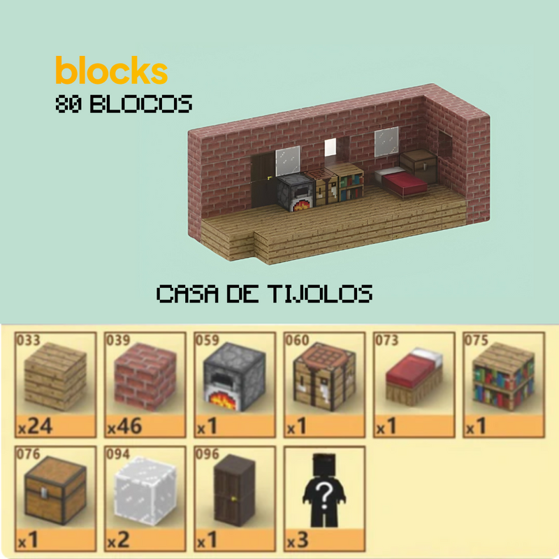 Casa de Tijolos Minecraft® (80 Blocos)