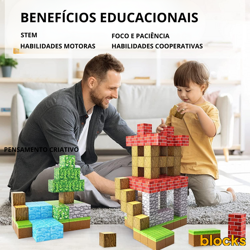 Blocos de Construção Magnética Minecraft - (Compre 1 Leve 2) 48 Blocos