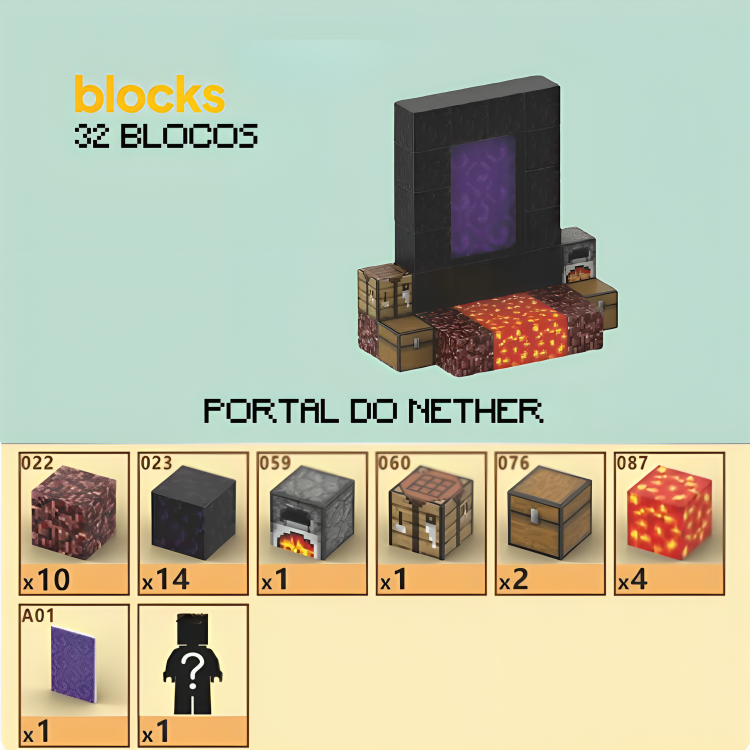 Portal do Nether Minecraft® - 32 Blocos (Compre 1, Leve 2)